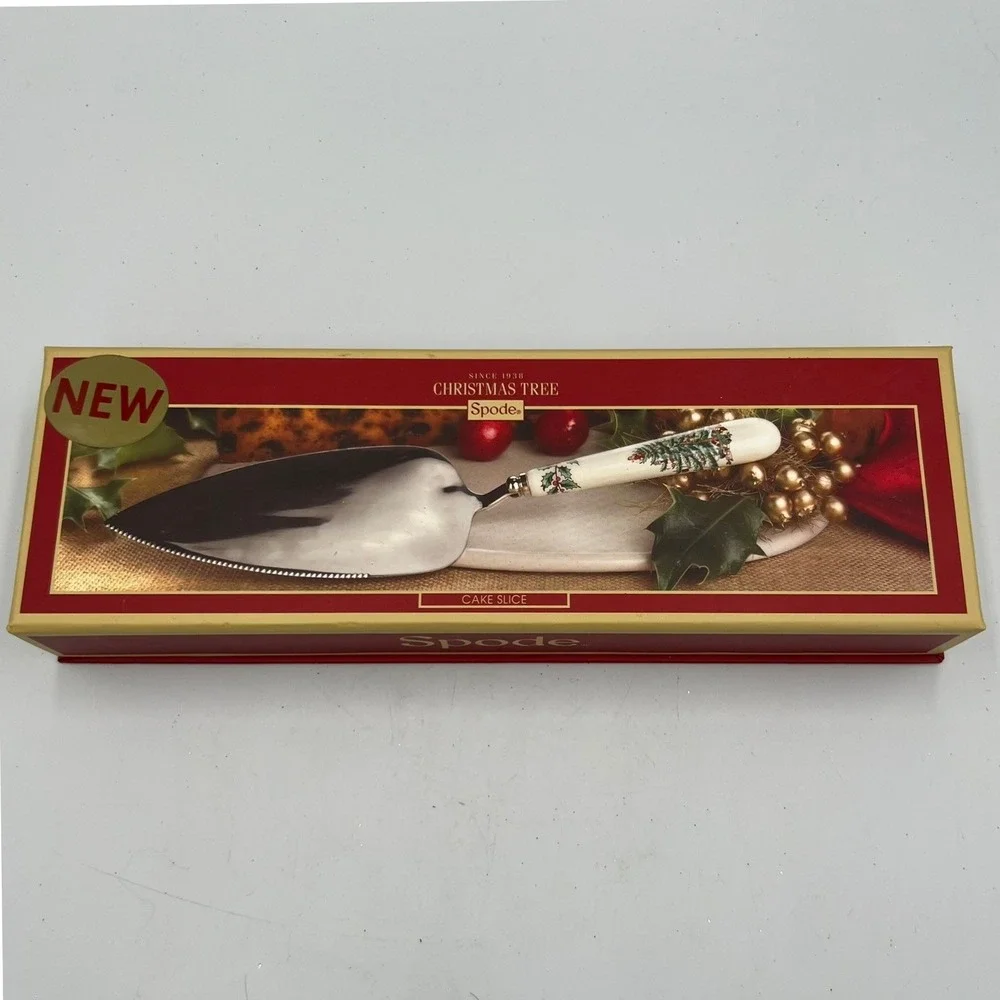 Spode Christmas Tree Cake Slice Server OS White New Serrated Holiday XT1104-X